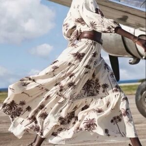 NWT Banana Republic Wayfinder Linen Skirt, Landscape Safari Print